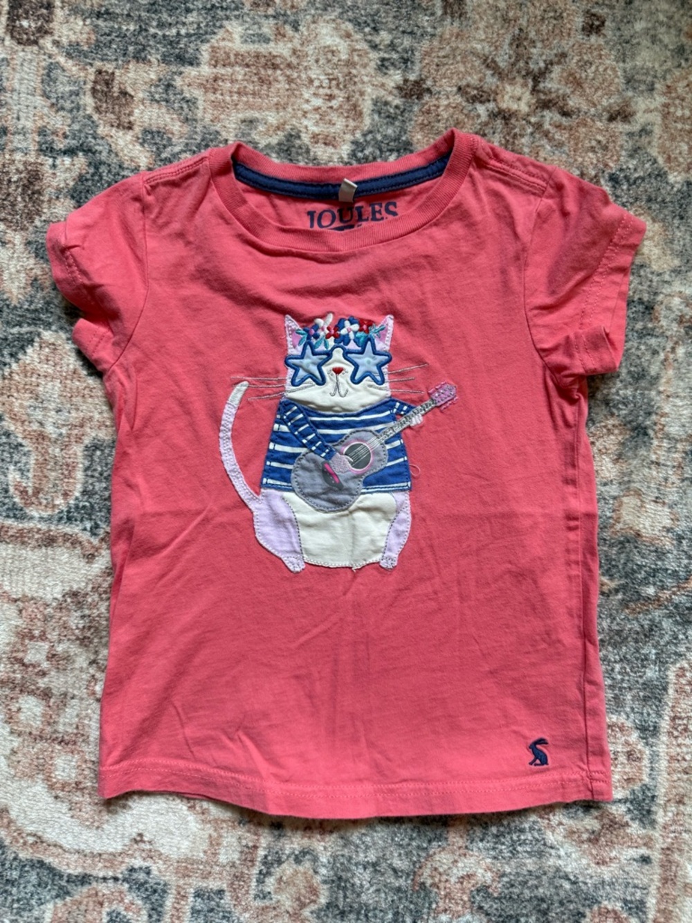Joules Pink Girls' Cat Guitar Graphic Tee